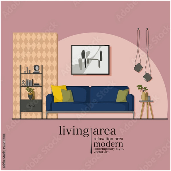 Obraz living furniture interior vector elevation background
