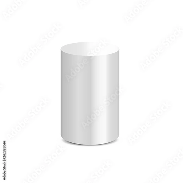 Obraz White cylinder isolated on white background. Vector illustration