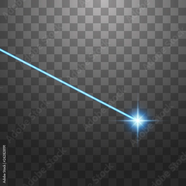 Obraz Abstract blue laser beam. Isolated on transparent black background. Vector illustration