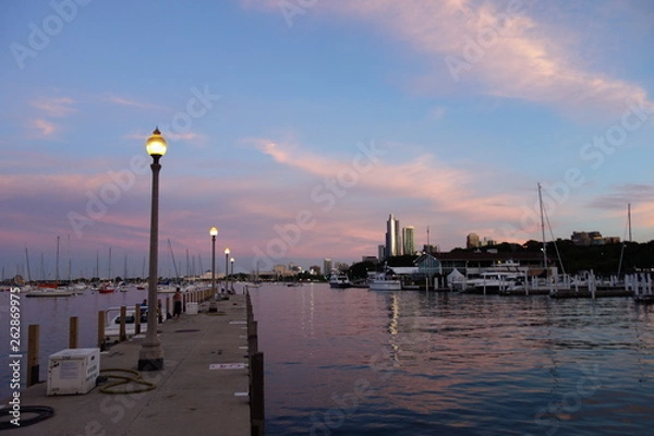 Obraz Chicago Pink Sunset at Harbour