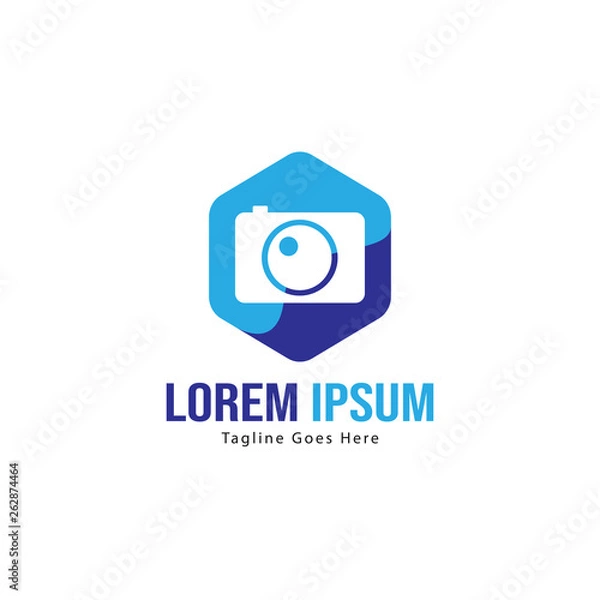 Fototapeta Photography logo template design. Photography logo with modern frame isolated on white background