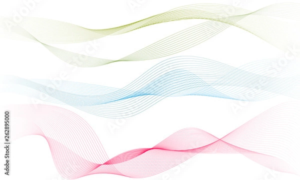 Fototapeta Abstract colorfull wave element for design. Digital frequency track equalizer. Stylized line art background.Vector illustration.Wave with lines created using blend tool.Curved wavy line, smooth stripe