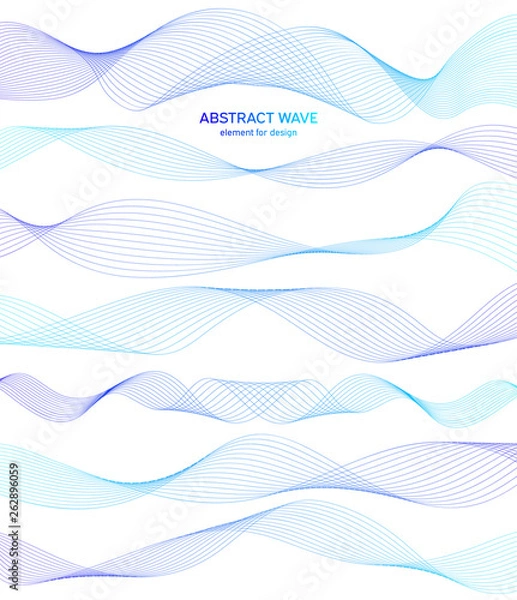 Fototapeta Abstract colorfull wave element for design. Digital frequency track equalizer. Stylized line art background.Vector illustration.Wave with lines created using blend tool.Curved wavy line, smooth stripe