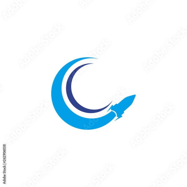 Fototapeta Rocket icon logo design vector template