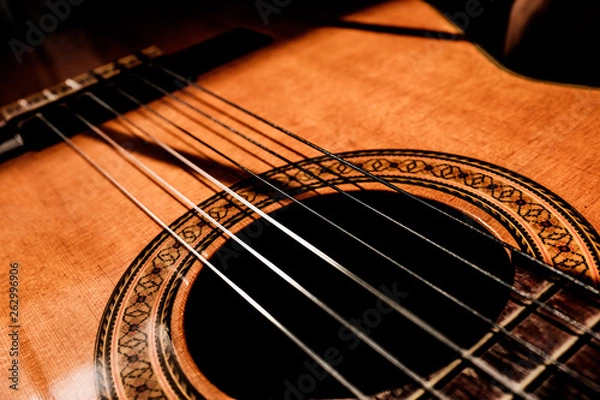 Obraz close up of an acoustic guitar