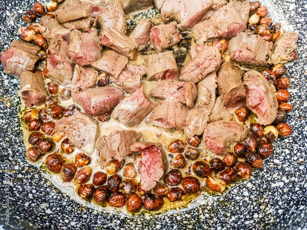 Fototapeta Meat on the pan