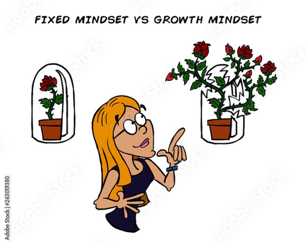 Obraz growth mindset fixed mindset cartoon