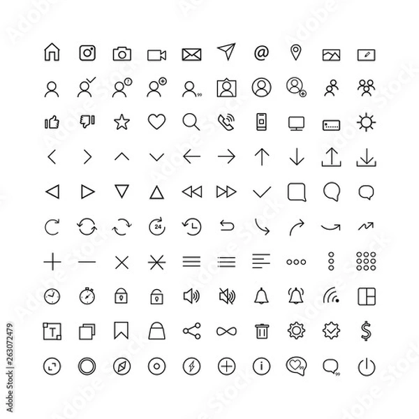 Fototapeta Set comunication icon for web and mobile, thin line