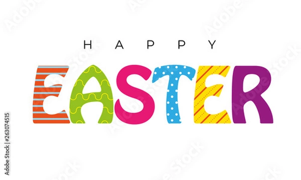 Obraz Happy Easter. Vector text illustration