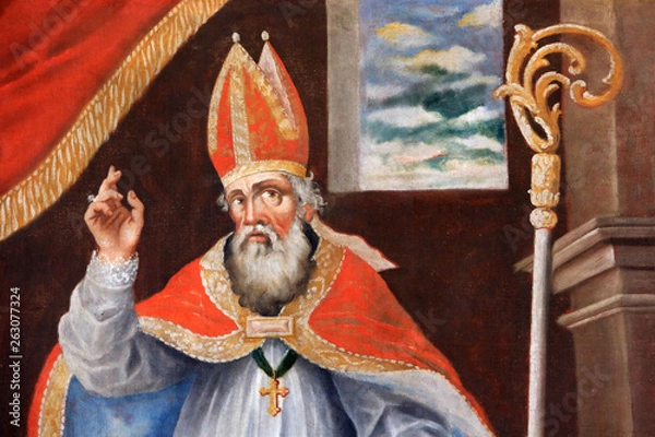 Fototapeta Saint-Martin. Eglise Saint-Nicolas de Véroce. / Saint-Martin. Church of St. Nicholas of Veroce.