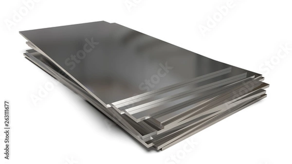 Obraz Stack of steel profile sheets. 3D Illustration