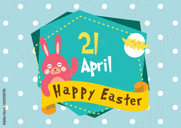 Fototapeta Happy Easter Day Blue Patterns Style