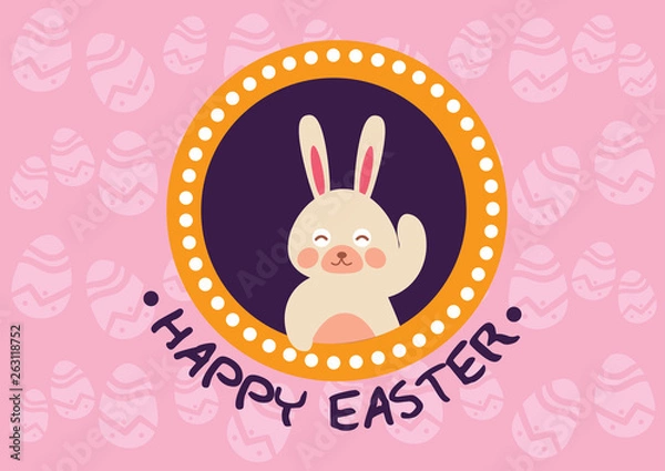 Fototapeta Happy Easter Day Pink Egg Patterns Style