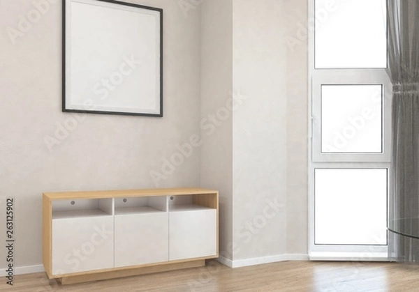 Fototapeta Modern staircase of the house. 3D render.