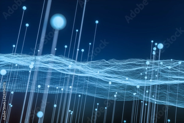 Fototapeta 3d rendering, flow dot with gradient background