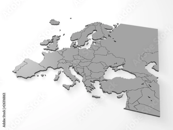 Obraz Karta 3D w Europie