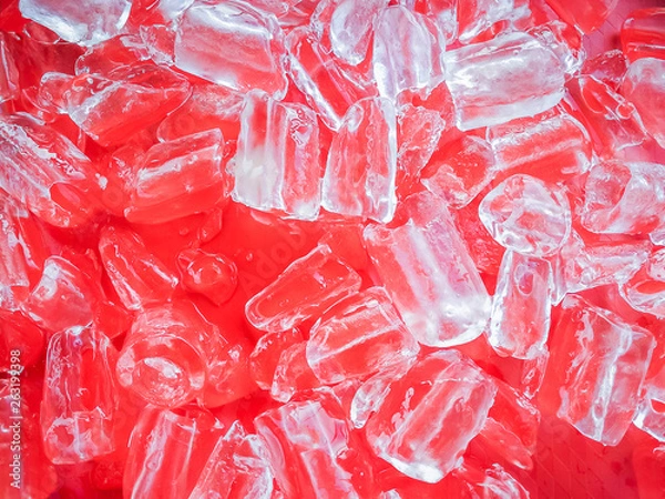 Fototapeta Ice tube on a red background, Presentation concept for the background, abstract background.