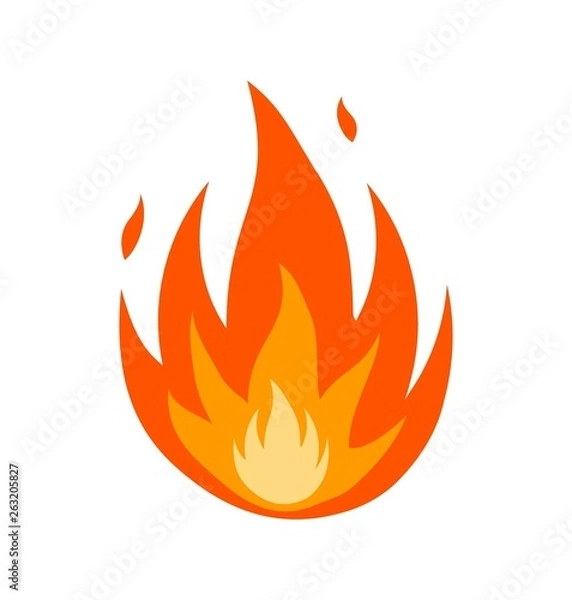 Fototapeta Abstract fire icon isolated over white background. Symbol for flame