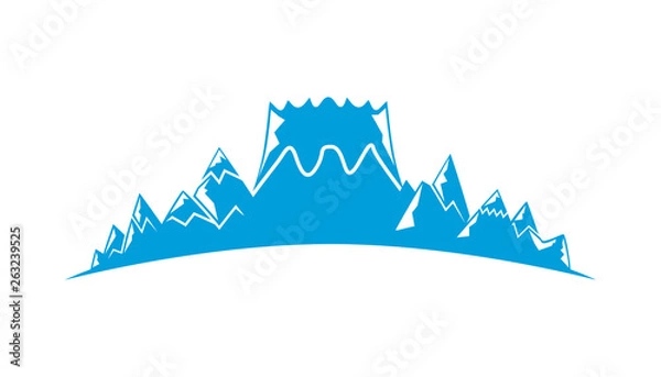 Fototapeta blue mountain range on white background