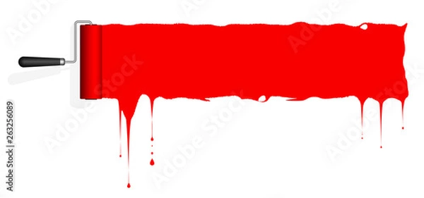 Obraz Frame for text or infographics in the form of a paint roller and a trace of paint on the wall. Place for text.
