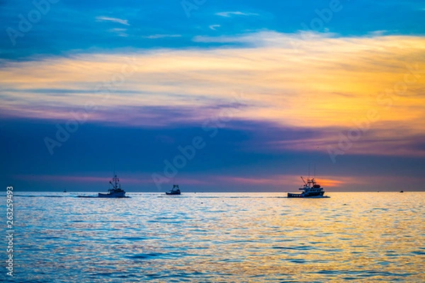 Obraz Lobster fishing boat scenery of Canada's Atlantic coast with a beautiful sky.