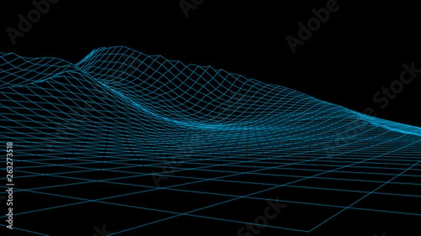 Obraz Abstract vector wireframe landscape. Abstract mesh background. Polygonal mountains. Vector illustration.