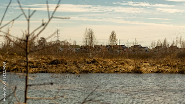 Obraz village moring landscape