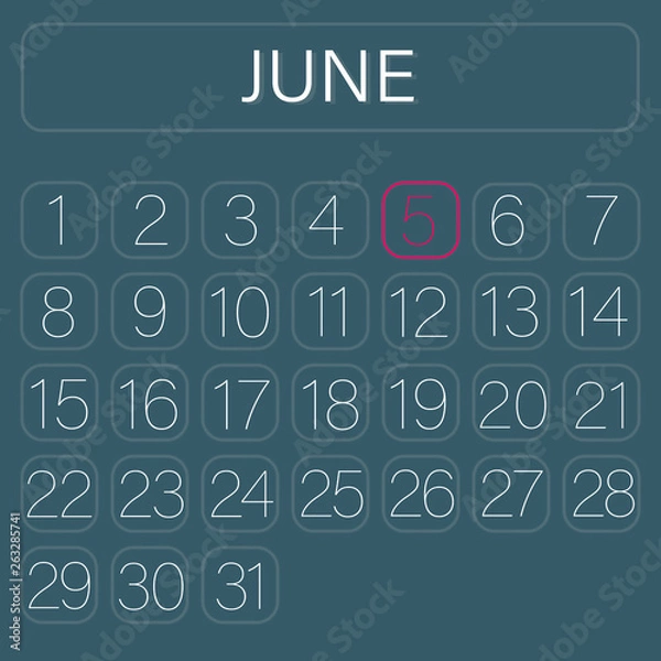 Obraz Calender Page June 5