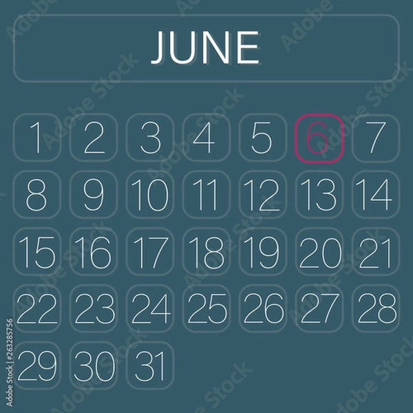 Obraz Calender Page June 6