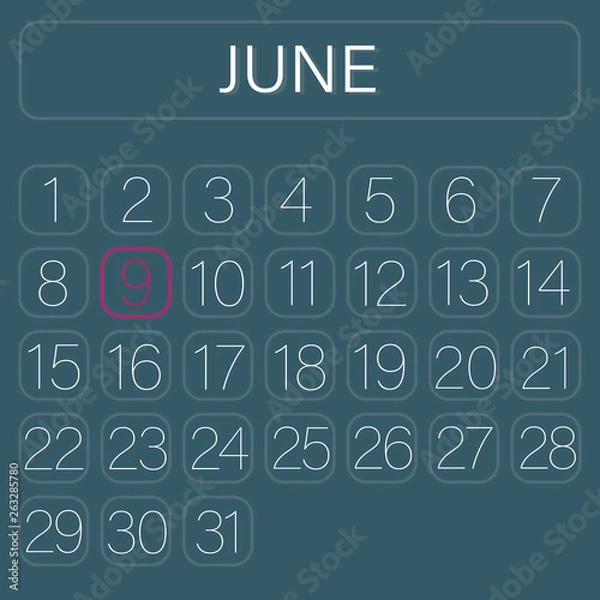Obraz Calender Page June 9