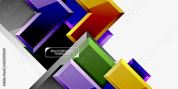 Fototapeta Glossy modern geometric background, abstract arrows composition