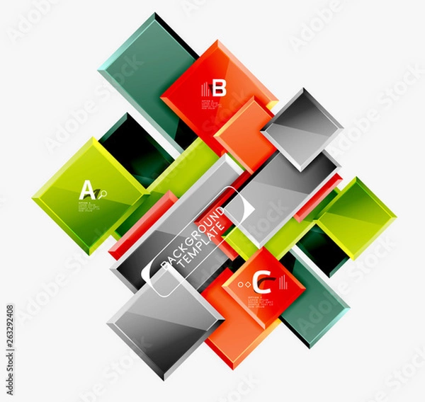 Fototapeta Geometrical design squares abstract banner, glossy shiny effects
