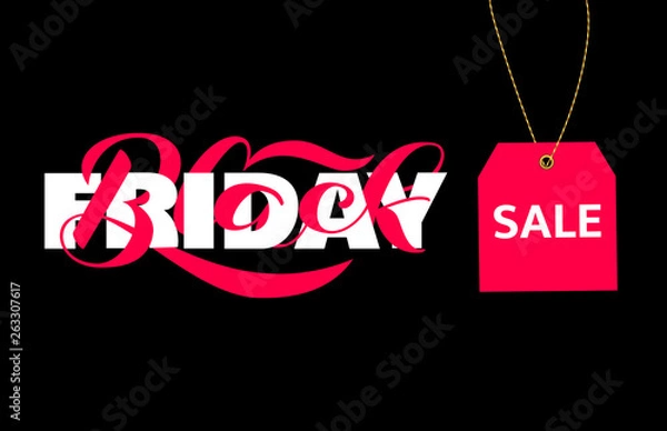 Fototapeta Red label with Black friday sale inscription. Vector illustration.