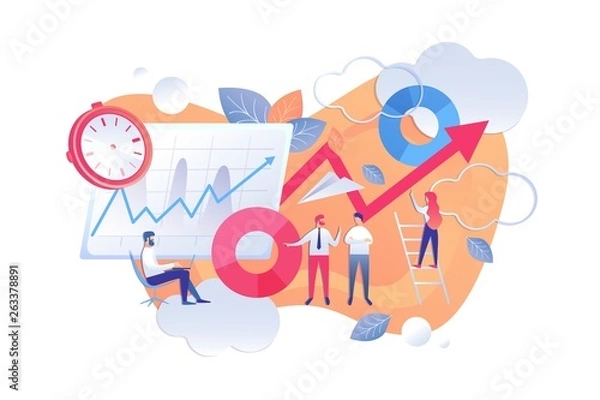 Fototapeta Methods Statistical Data Analysis Cartoon Flat.