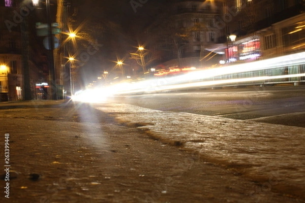 Obraz Trafic nuit route Paris 