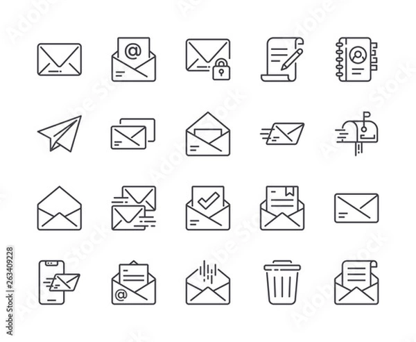 Fototapeta Simple Set of Mail Line Icon. Editable Stroke
