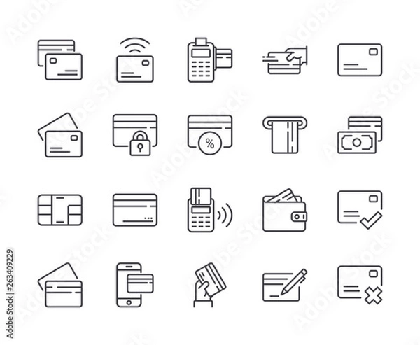 Fototapeta Simple Set of Credit Card Line Icon. Editable Stroke