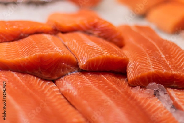 Obraz Salmon from Norway at Bergen market, Norway.