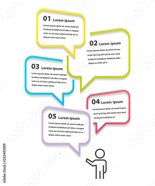 Fototapeta infographic 5 step presentation, infographic linear bubble