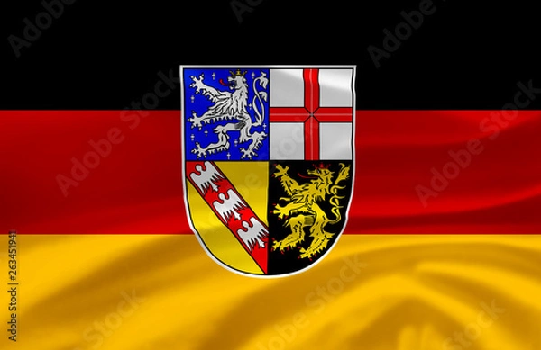 Obraz Saarland waving flag illustration.