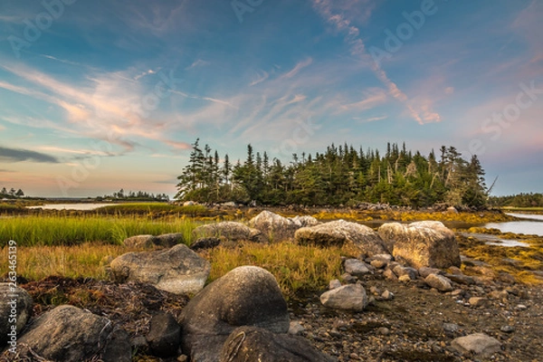 Obraz Calm evening along the coastal shoreline of Nova Scotia.