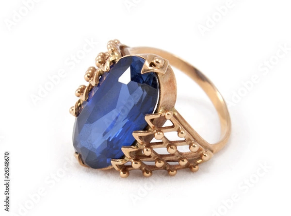 Fototapeta Old golden ring isolated on the white background