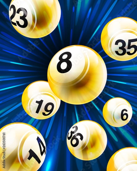 Fototapeta Vector Exploding Golden Bingo / Lottery Number Balls Set