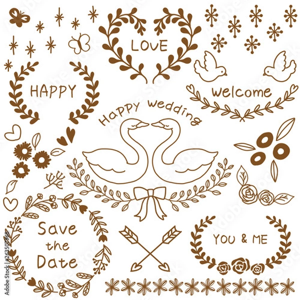 Obraz 結婚式のかわいいフレーム_単色