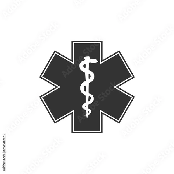 Fototapeta Medical symbol of the Emergency - Star of Life icon isolated. Flat design. Vector Illustration