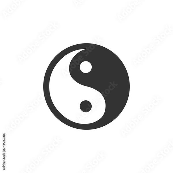 Fototapeta Yin Yang symbol of harmony and balance icon isolated. Flat design. Vector Illustration