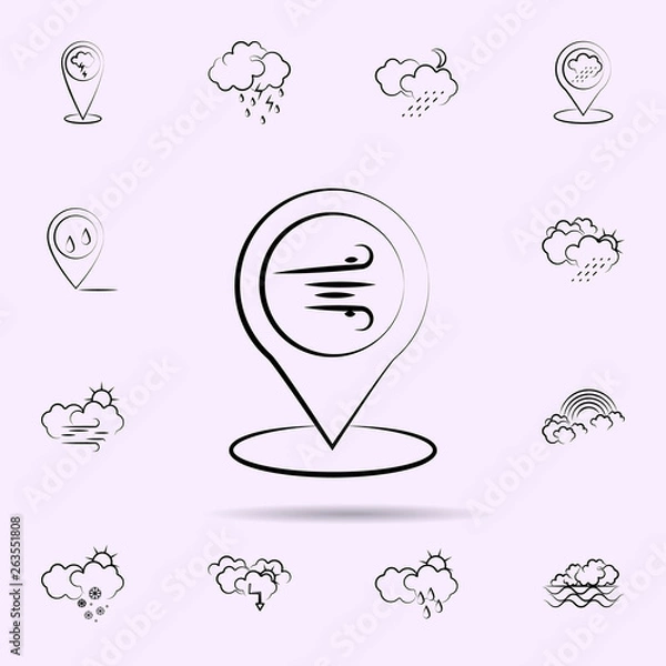 Fototapeta wind, pin icon. Weather icons universal set for web and mobile