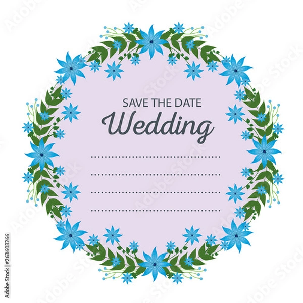 Fototapeta wedding card and frame with flowers amd branches leaves