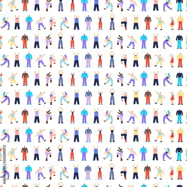 Fototapeta Dancing Disco People Characters Seamless Pattern