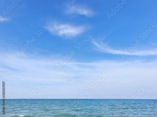 Obraz Beautiful tropical sea with blue sky and cloud at Thailand, Space for text in template, Travel concept, Many tourists visit here, View for seascape